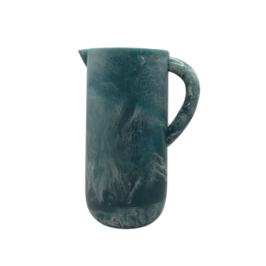Hand-Poured Blue Marbled Resin Pitcher 2.2L
