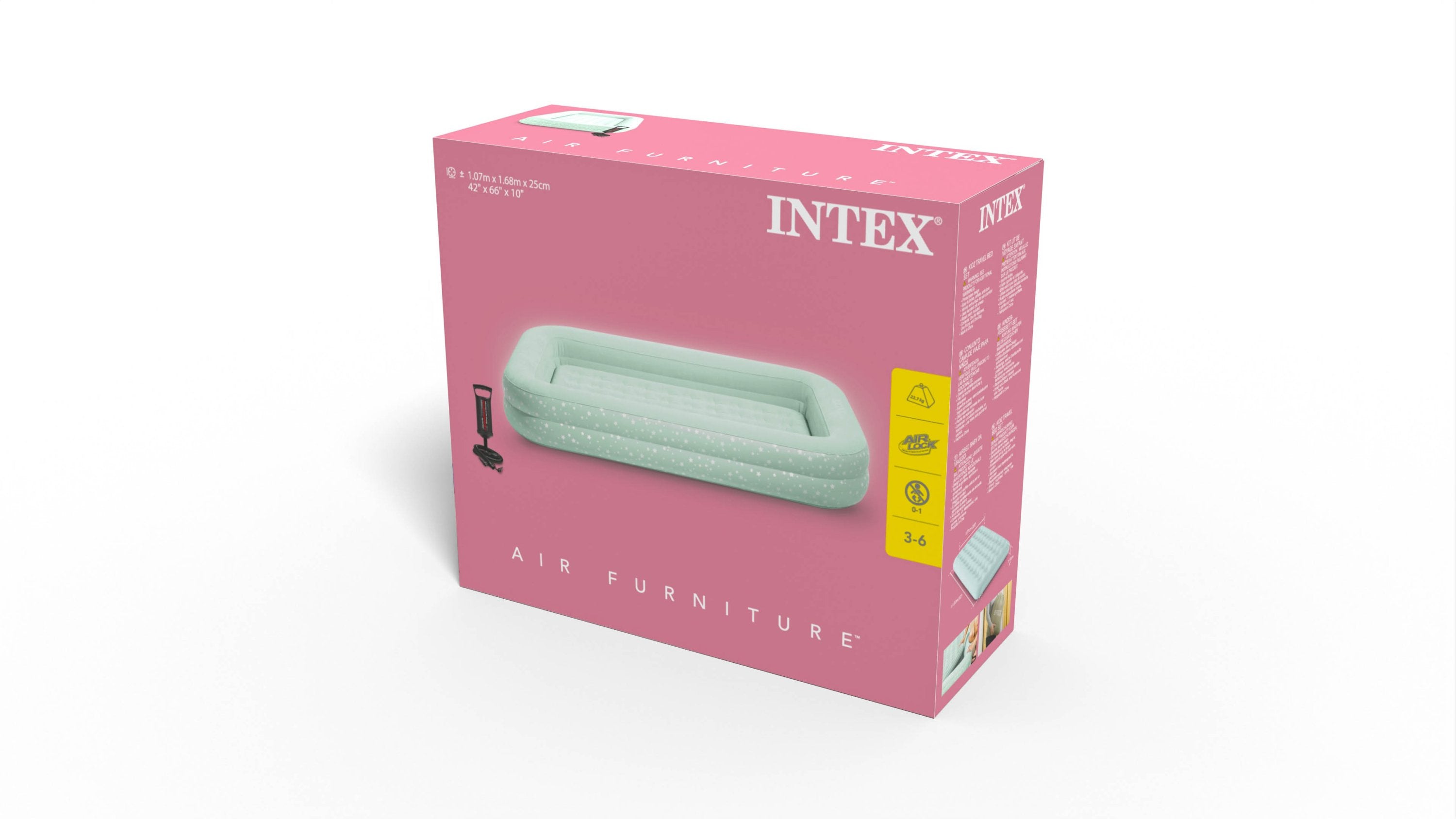 Intex Kidz Inflatable Travel Bed set with Hand Pump - Stars. Great for Travel 66810