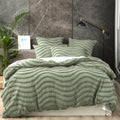 Cloud Linen Wave Tufted Cotton Quilt Cover Set – Sage, King