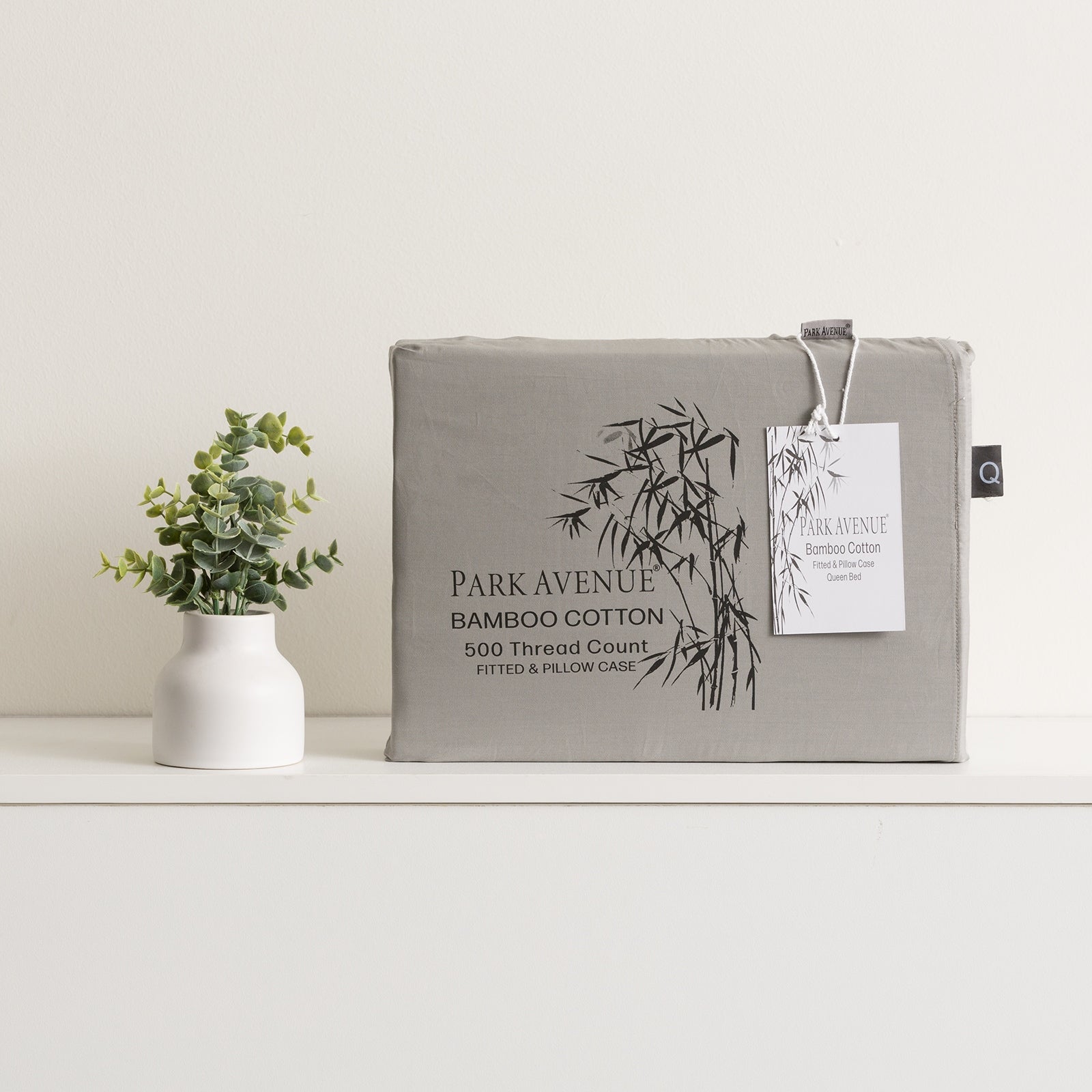 Park Avenue 500TC Bamboo-Cotton Fitted Sheet Set – Charcoal, Super King, 3 Piece