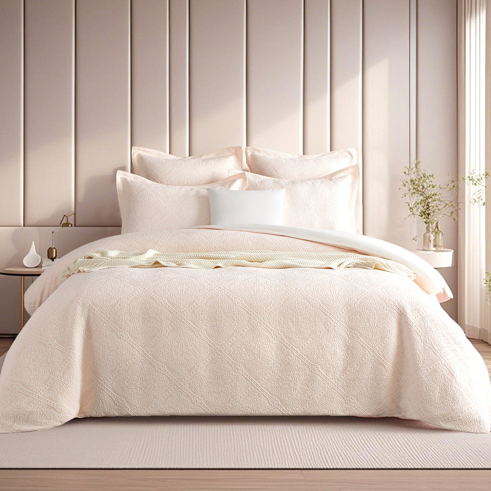 Renee Taylor Bella Jacquard Queen Quilt Cover Set – Blush