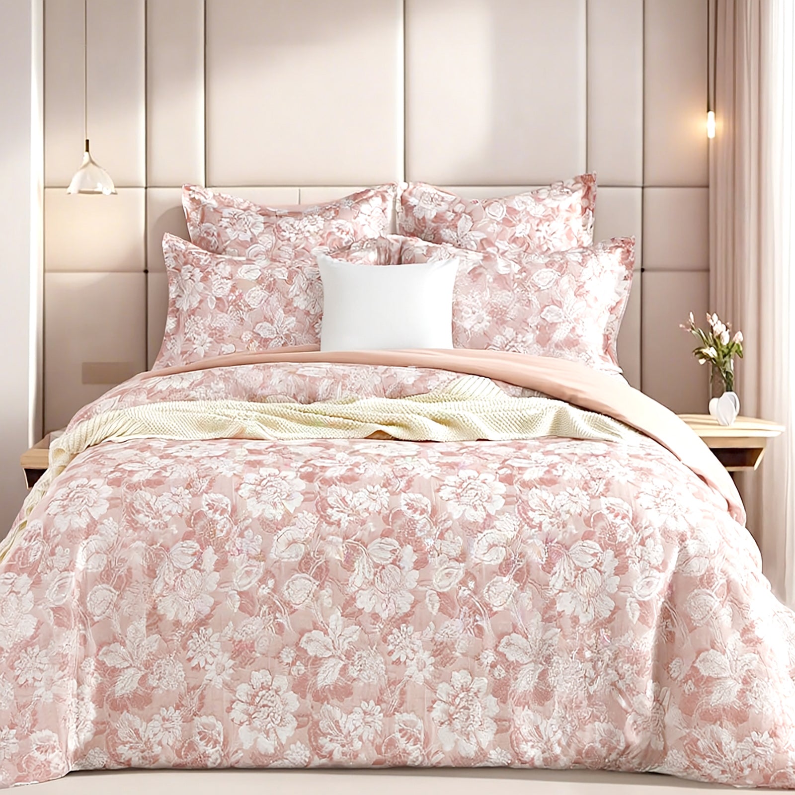 Renee Taylor Aura Jacquard Super King Quilt Cover Set – Blush