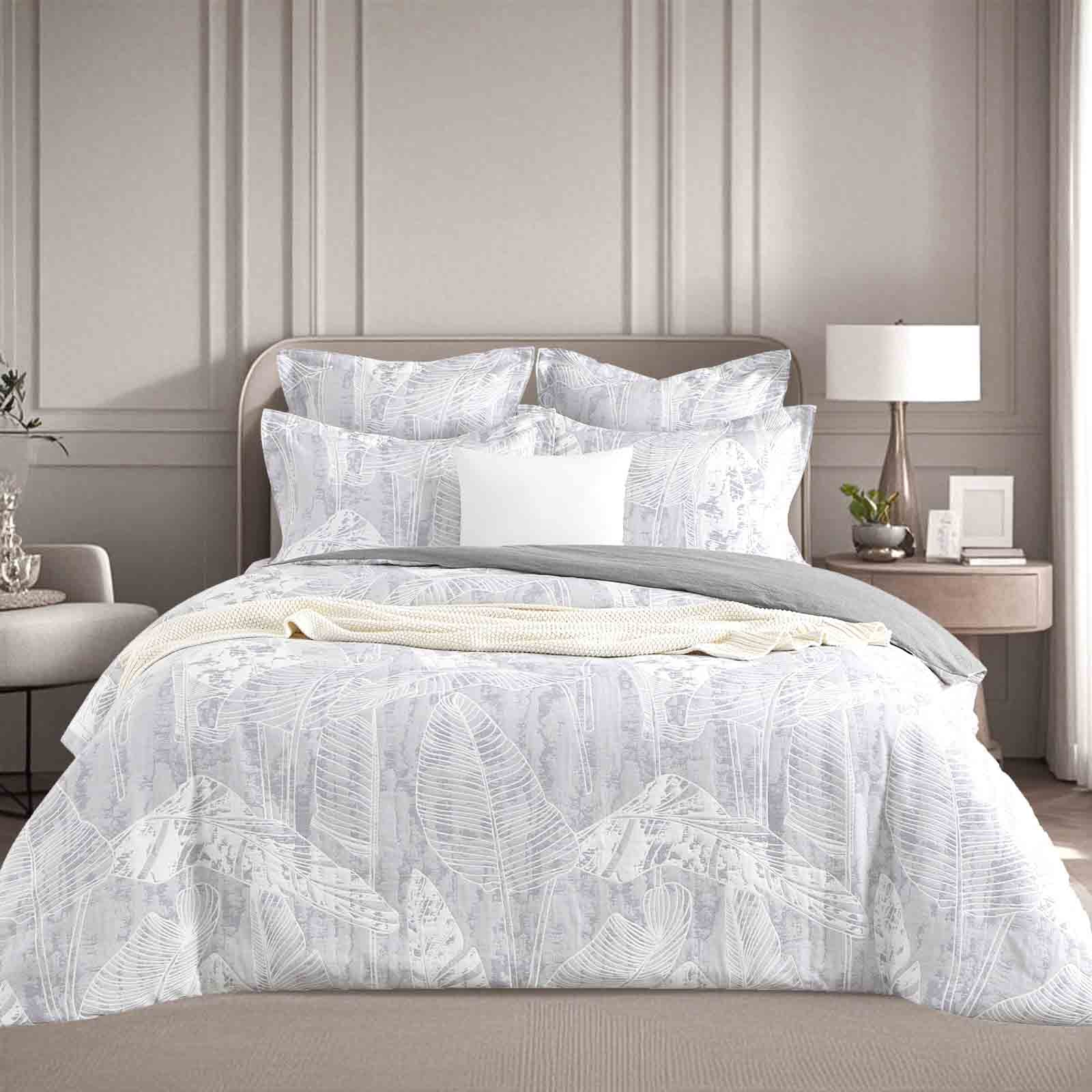 Renee Taylor Grove Charcoal Jacquard Quilt Cover Set – Super King