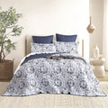 Renee Taylor Delos Reversible Coverlet Set – Blue, Queen/King