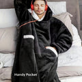 Hooded Flannel TV Blanket – Black, 120 × 78 cm