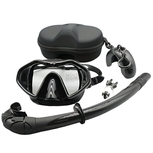 Adult Snorkel Mask and Dry-Tube Set – Black