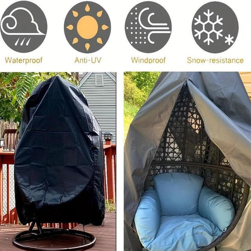 800D Hanging Egg Chair Cover with Zip – Black