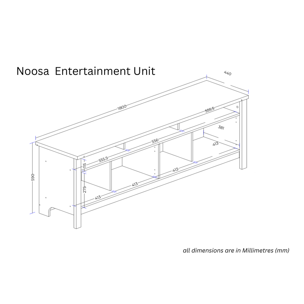 Noosa Entertainment Unit White and Oak 4 Doors and 3 spaces
