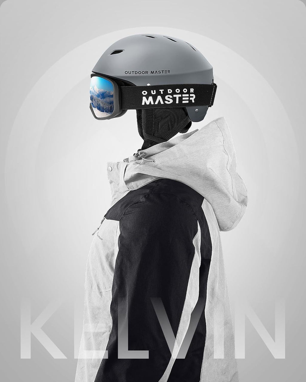 OutdoorMaster Kelvin Ski Helmet - with ASTM Certified Safety, 9 Options - for Men, Women & Youth-Grey,Medium