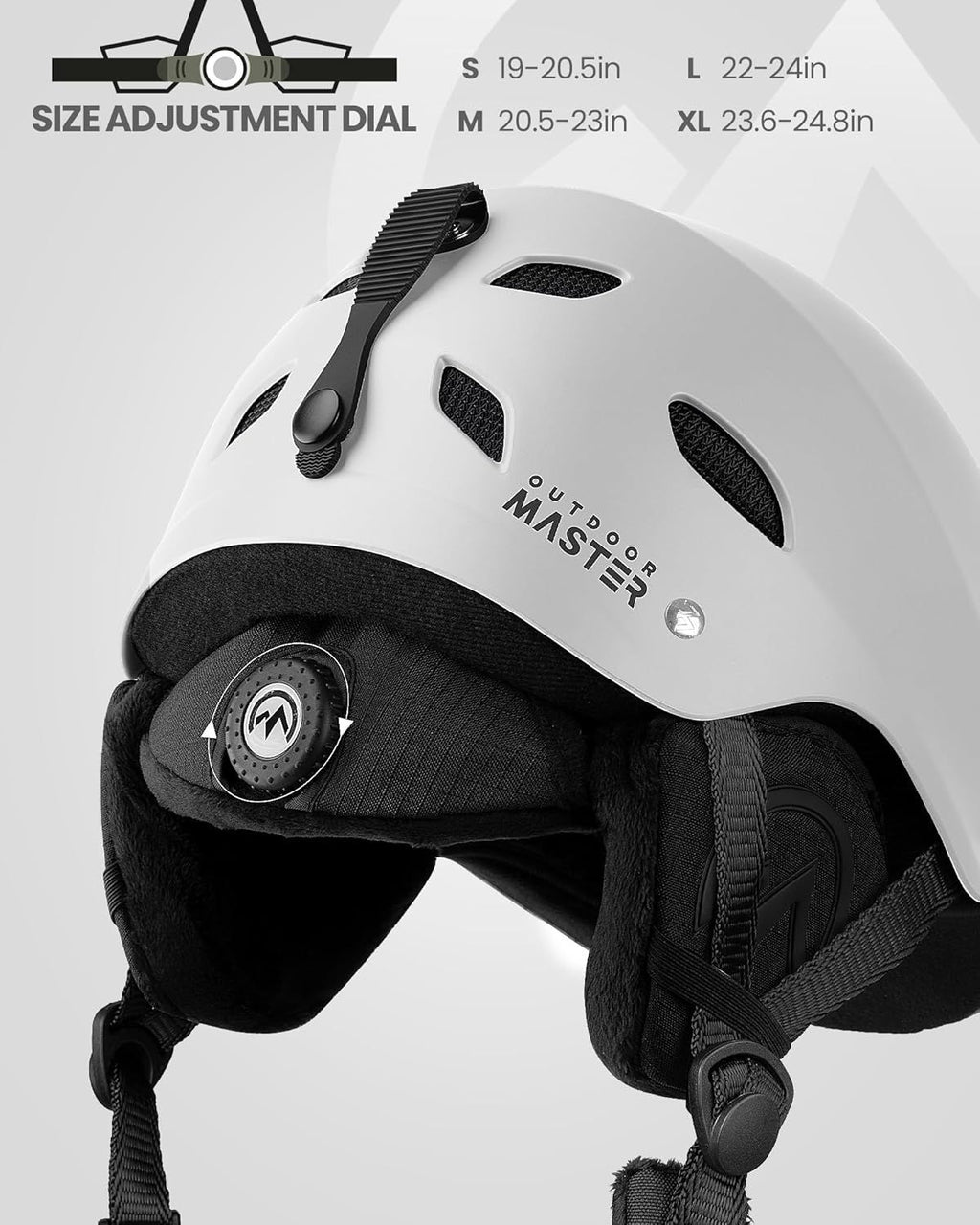 OutdoorMaster Kelvin Ski Helmet - with ASTM Certified Safety, 9 Options - for Men, Women & Youth-White,Large