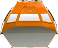 OutdoorMaster Pop Up 3-4 Person Beach Tent X-Large - Easy Setup, Portable Beach Shade Canopy Folding Sun Shelter with UPF 50+ UV Protection Removable Skylight Family Size (Orange)