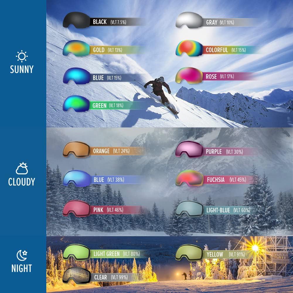 OutdoorMaster OTG Ski Goggles - Over Glasses Ski/Snowboard Goggles for Men, Women & Youth - 100% UV Protection--OM-5