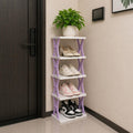 5-tier Vertical Shoe Rack Foldable, Corner Shelf for Narrow Space,Purple