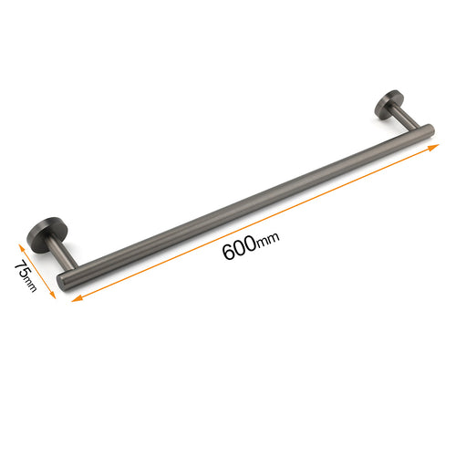 600mm Single Stainless Steel Towel Rail – Gunmetal