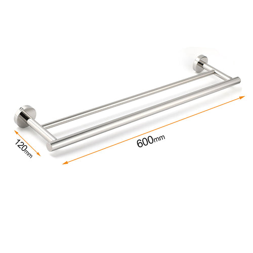 600mm Double Stainless Steel Towel Rail – Polished Chrome