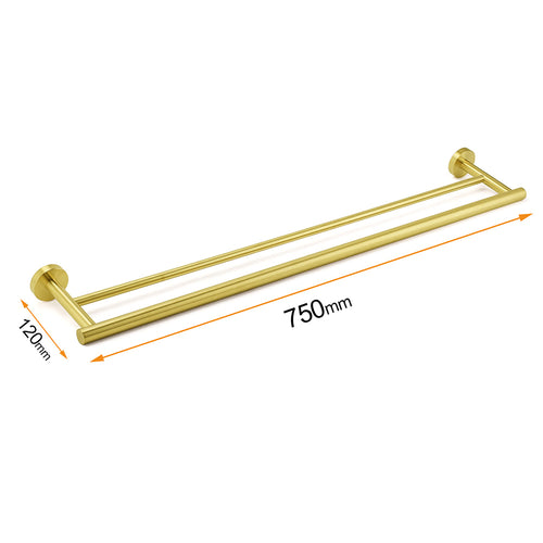 600mm Double Stainless Steel Towel Rail – Brushed Gold