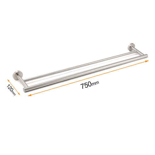 750mm Double Stainless Steel Towel Rail – Brushed Nickel