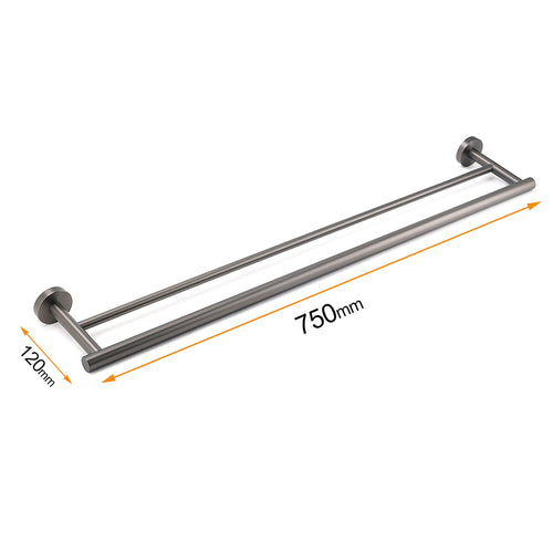 750mm Double Stainless Steel Towel Rail – Gunmetal