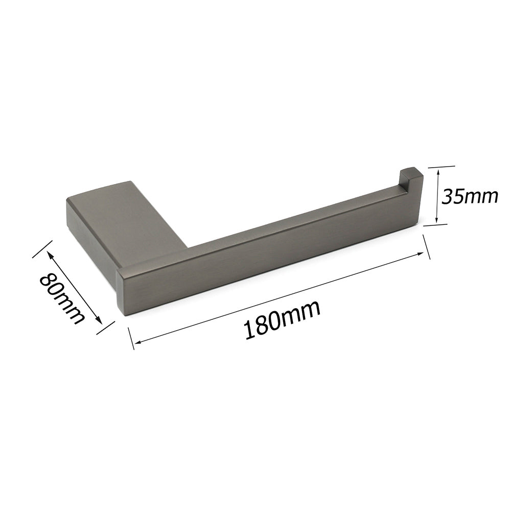 Gun Metal Square Toilet Paper Roll Tissue Roll Holder Hook Rack Wall Mounted Set