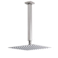 Brushed Nickel Square 10" Rain Shower Head 300mm Brass Ceiling Dropper Arm Set