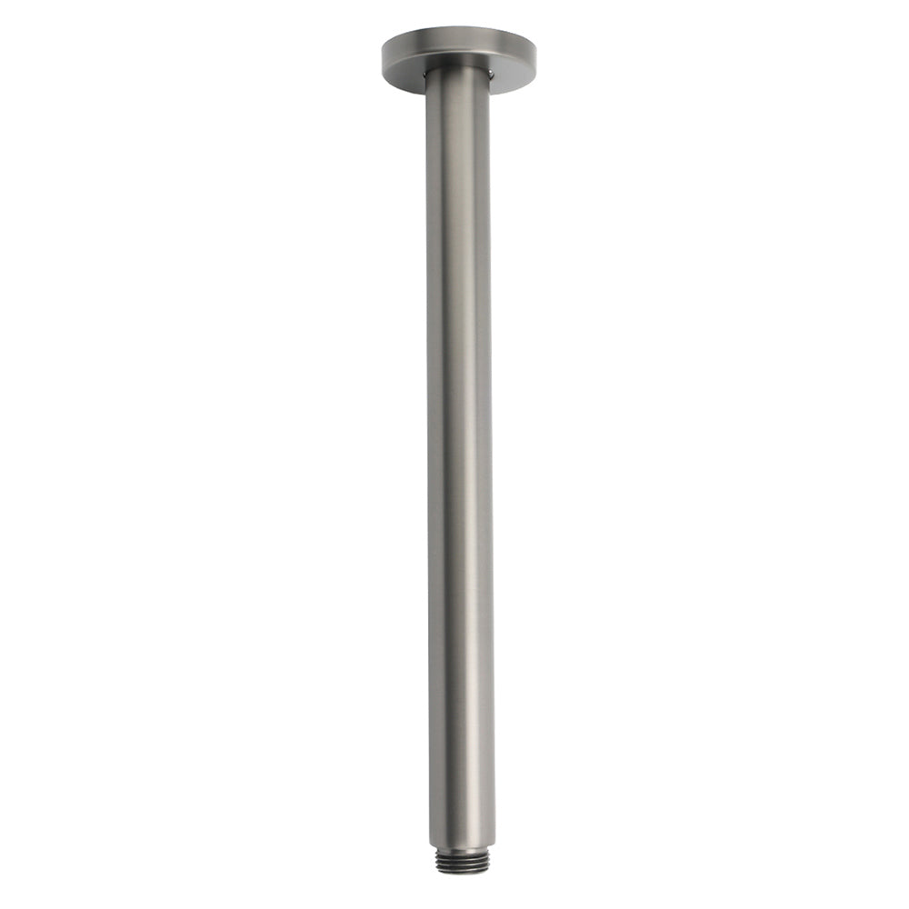 WELS Gun Metal Round 12" SUS Rainfall Shower Head 300mm Ceiling Dropper Arm Set