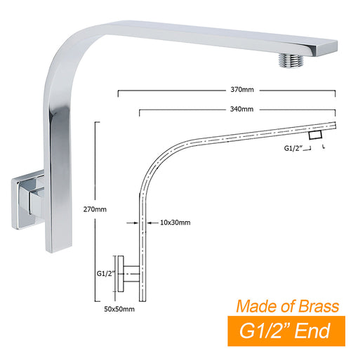 200mm Square Gooseneck Rain Shower Set