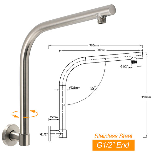 8" Round Gooseneck Rain Shower Set – Brushed Nickel