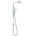 Chrome Double Square 8" Shower Head Set 3 Function Handheld Rail Diverter Arm