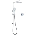 WELS Chrome Double Square 8" Shower Head Set 3 Function Handheld Rail Arm Mixer