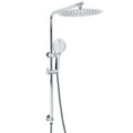 WELS Double Round Shower Head Handheld Sliding Rail Arm Chrome 12" Rainfall Set