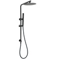Matt Black Round 250mm Rain Shower Head Brass Handheld Slide Rail Riser Arm Set