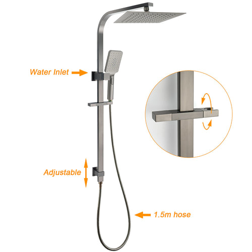 10" Square Dual Shower Set – Gunmetal