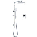 Chrome Twin Square Shower Set 8" Rain Shower Head 3 Function Handheld Rail Arm Mixer