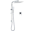 Chrome Dual Square Shower Set 12" Rain Shower Head 3 Function Handheld Rail Arm Mixer