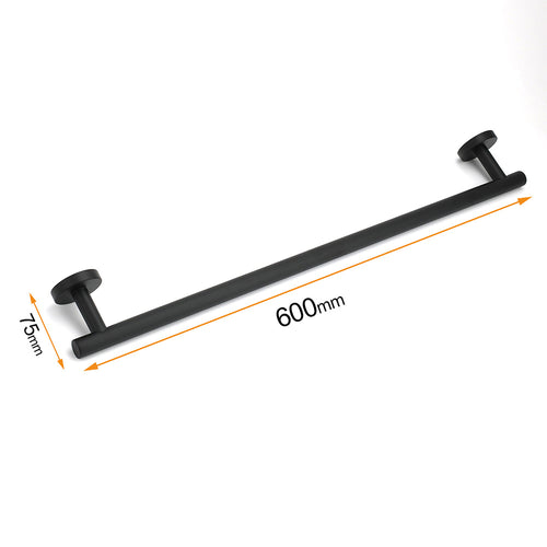 600mm Single Stainless Steel Towel Rail – Matte Black