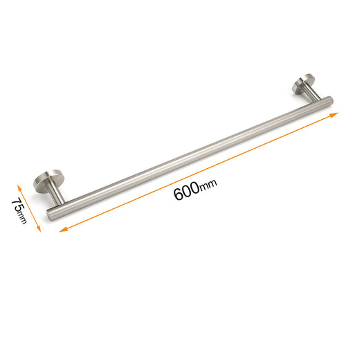 600mm Single Stainless Steel Towel Rail – Brushed Nickel