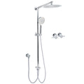 Chrome 10" Round Rain Handheld Twin Shower Head Arm Sliding Rail Arm Double Taps