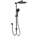 Matte Black Large 12" Twin Round Shower Head Set Handheld Diverter Rail Wall Arm