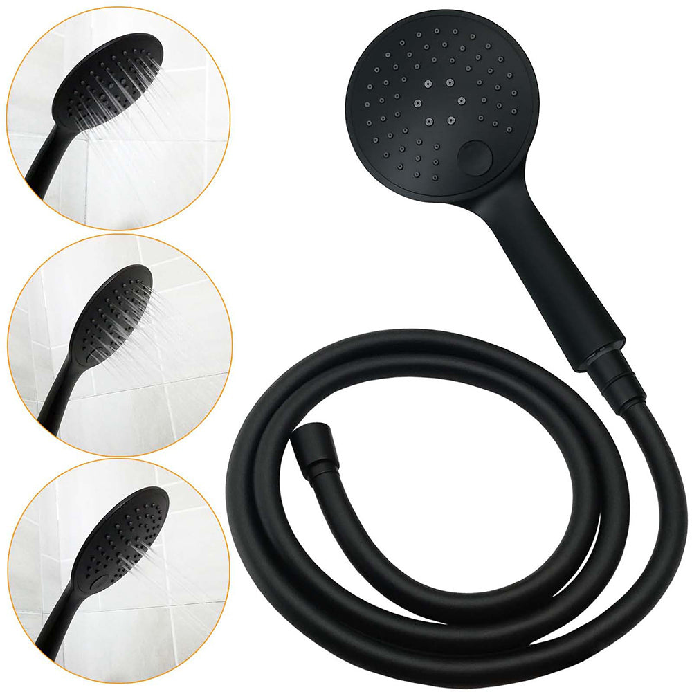 Matte Black Large 12" Twin Round Shower Head Set Handheld Diverter Rail Wall Arm