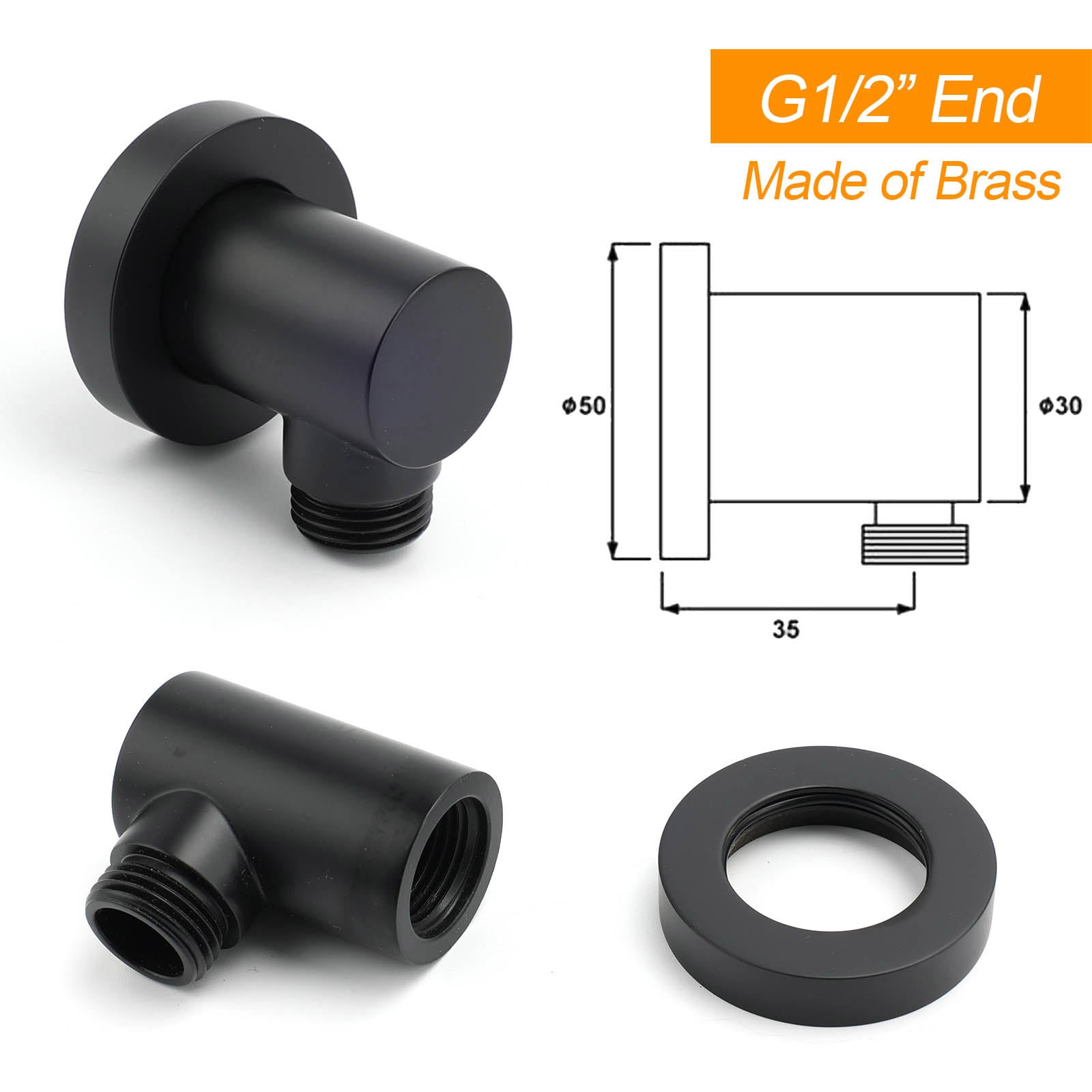 Matte Black Large 12" Twin Round Shower Head Set Handheld Diverter Rail Wall Arm