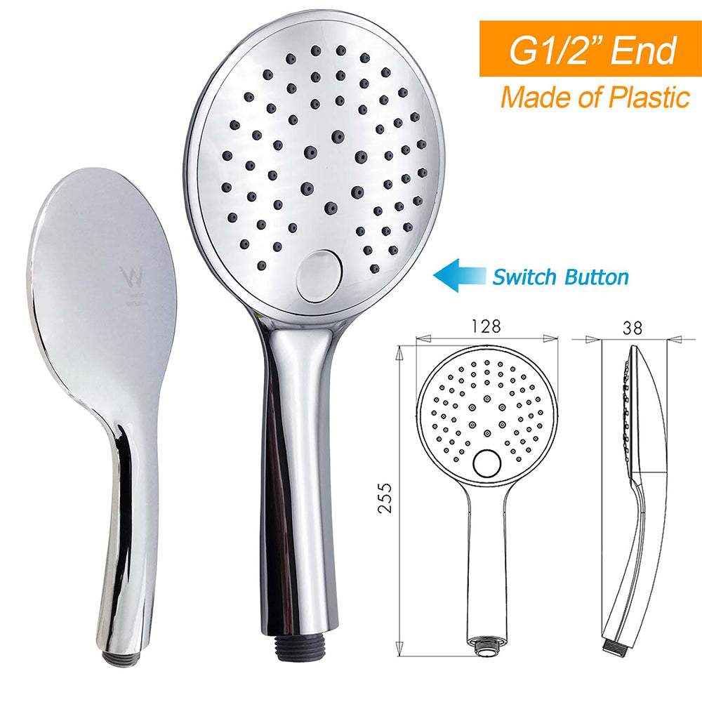 WELS Chrome Round 9" Rainfall Dual Shower Head & Handheld Sliding Rail Wall Arm + Single Mixer