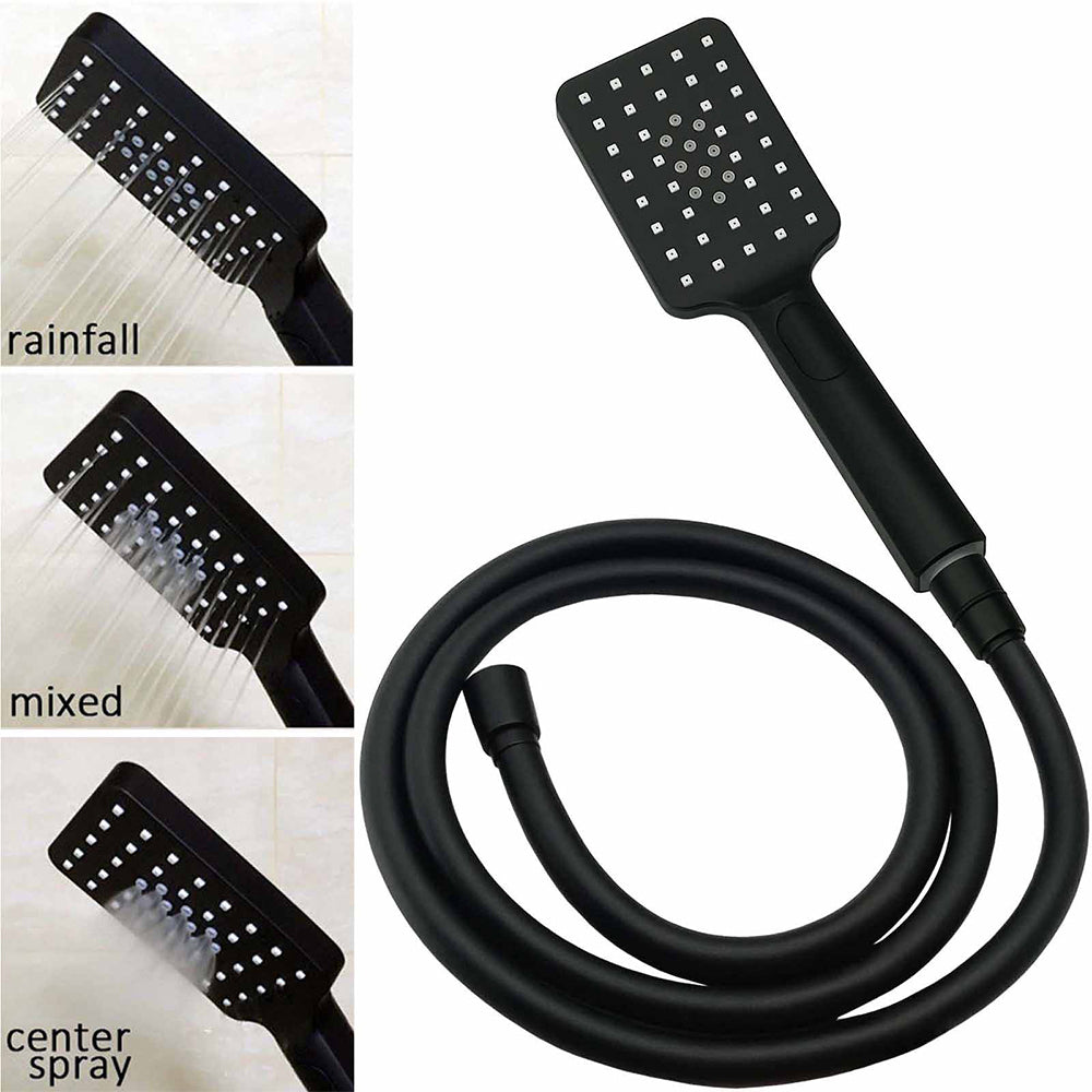 Matt Black 2in1 Set 8" Square Thin Shower Head Handheld Adjustable Silding Rail Arm