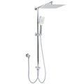 Chrome Square 10" Twin Shower Head Handheld Sliding Rail Set Wall Inlet Diverter