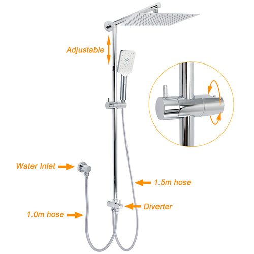 10" Square Dual Shower Set – Chrome