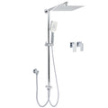 Chrome Square 10" Twin Shower Head Handheld Sliding Rail Set Wall Inlet Diverter Twin Taps