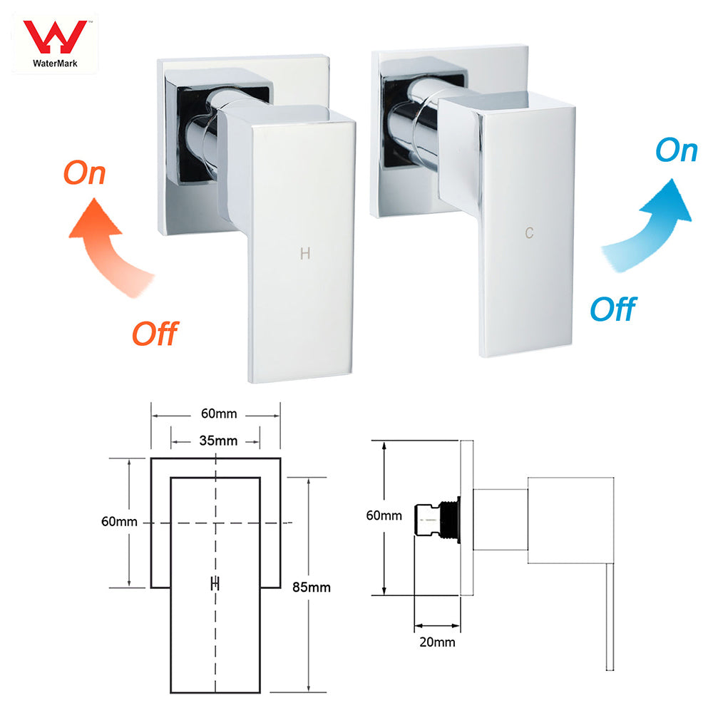 Chrome Square 10" Twin Shower Head Handheld Sliding Rail Set Wall Inlet Diverter Twin Taps