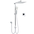 Chrome Square 10" Twin Shower Head Handheld Sliding Rail Set Wall Inlet Elbow With Mixer