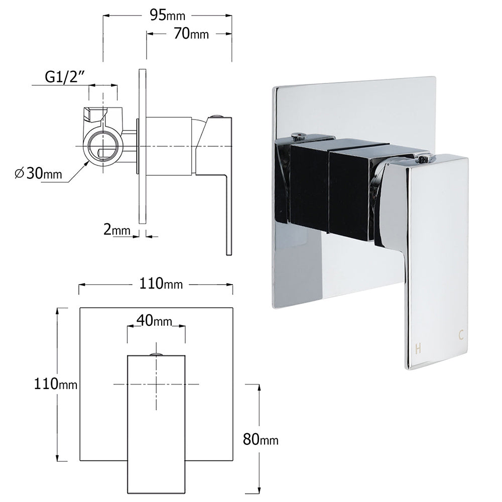 Chrome Square 10" Twin Shower Head Handheld Sliding Rail Set Wall Inlet Elbow With Mixer