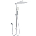 WELS Dual Square Shower Head 12" Rain Rose + 3 Modes Handheld Diverter Rail Arm Set