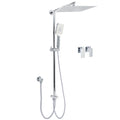 Double Square Shower Head 12" Rain Rose + 3 Modes Handheld Diverter Rail Arm Taps Set